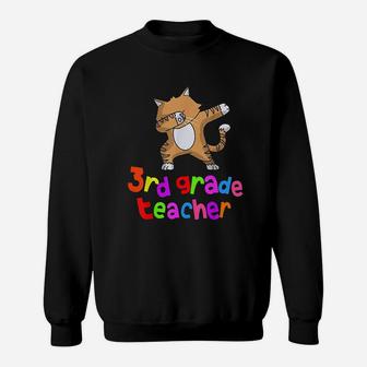 Back To School 3rd Grade Teacher Dabbing Cat Dab Sweat Shirt | Seseable CA