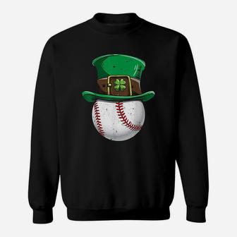 Baseball St Patricks Day Boys Men Ball Leprechaun Catcher Sweat Shirt - Seseable