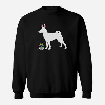 Basenji Easter Bunny Dog Silhouette Sweat Shirt - Seseable