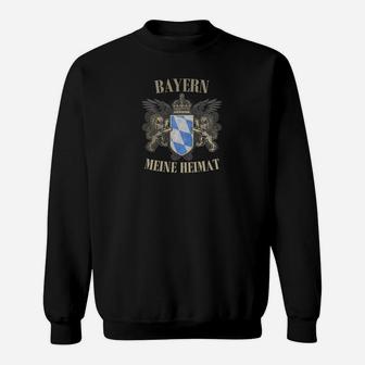 Bayern Heimat Sweatshirt Schwarzes mit Wappen-Aufdruck, Stolz Bayern Sweatshirt - Seseable