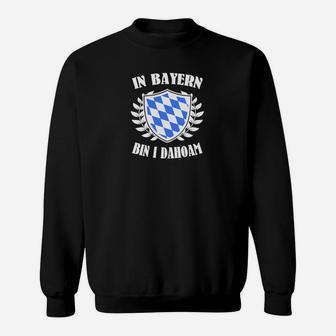 Bayern Wappen Schwarzes Sweatshirt: In Bayern bin i dahoam Motiv - Seseable