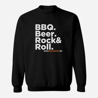 BBQ Beer Rock & Roll Herren Sweatshirt, Lustiges Grillparty Tee - Seseable