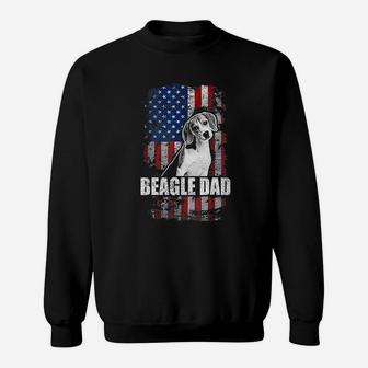 Beagle Dad Proud American Flag Dog Sweat Shirt - Seseable