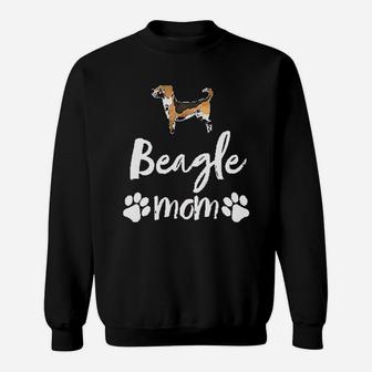 Beagle Mom With Paws Prints Sweat Shirt - Seseable