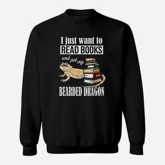 Bearded Dragon Read Books Sweat Shirt - Seseable
