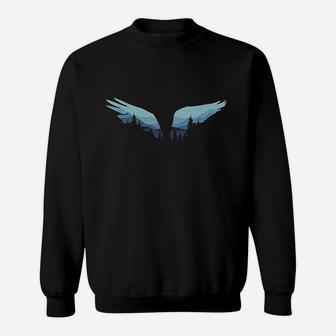 Beautiful Flying Eagle Night Sky Forest Bird Silhouette Sweat Shirt - Seseable