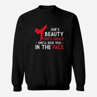 Beauty And Grace Girls Martial Arts Tkd Karate Test Mom Dad Sweat Shirt - Seseable