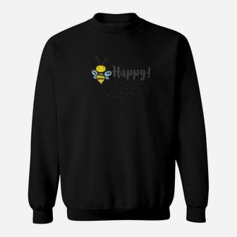Bee Happy Gift Cute Vintage Art Graphic Sweat Shirt - Seseable