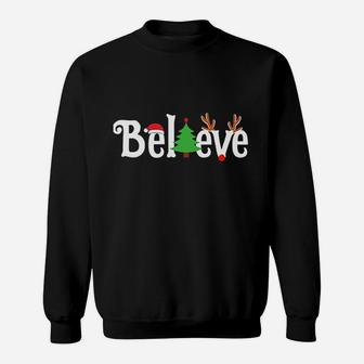 Believe Christmas Reindeer Sweat Shirt - Seseable