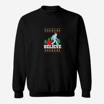 Believe In Bigfoot Ugly Christmas Sweater Sweat Shirt - Seseable