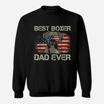 Best Boxer Dad Ever Dog Lover American Flag Gift Sweat Shirt - Seseable