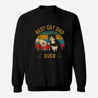 Best Cat Dad Ever Paw Fist Bump Fit Sweat Shirt - Seseable