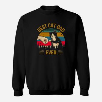 Best Cat Dad Ever Paw Fist Bump Fit Vintage Shirt Sweat Shirt - Seseable
