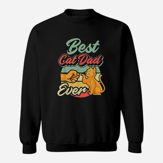 Best Cat Dad Ever Retro Vintage Best Cat Father Gift Sweat Shirt - Seseable