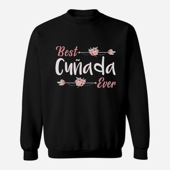 Best Cunada Ever Spanish Sister In Law Floral Gift Sweat Shirt - Seseable
