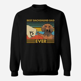 Best Dachshund Dad Ever Retro Vintage Sunset Sweat Shirt - Seseable