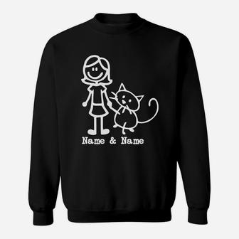 Best Friends For Life Name And Name Girl And Cat Sweatshirt - Seseable