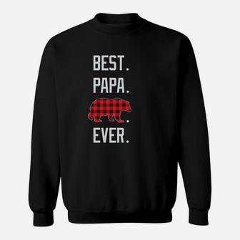 Best Papa Bear Ever Red Plaid Fathers Day Gift Funny Sweat Shirt - Seseable