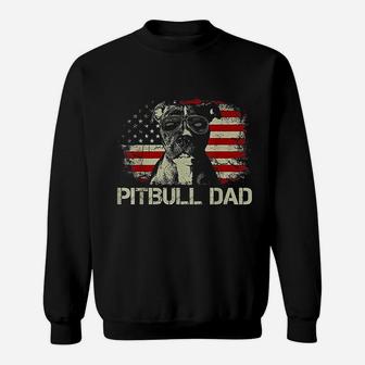 Best Pitbull Dad Ever Us Flag Vintage Fathers Day Sweat Shirt - Seseable