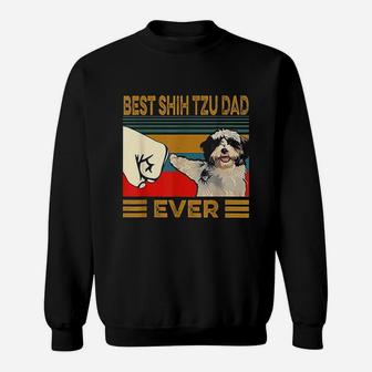 Best Shih Tzu Dad Ever Retro Vintage Sweat Shirt - Seseable