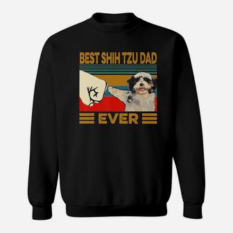 Best Shih Tzu Dad Ever Retro Vintage T-shirt Sweat Shirt - Seseable