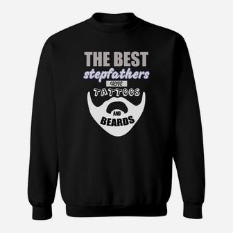 Best Stepfather Beards Tattoo Gift Step Dad Daddy Sweat Shirt - Seseable