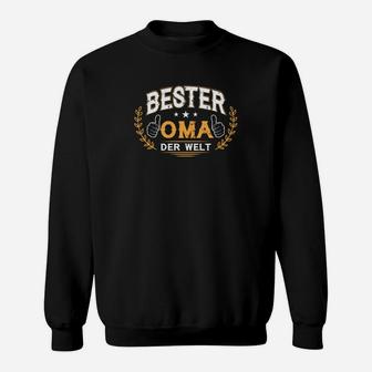 Bester Oma der Welt Sweatshirt, Schwarz mit Goldschrift und Lorbeerkranz - Seseable