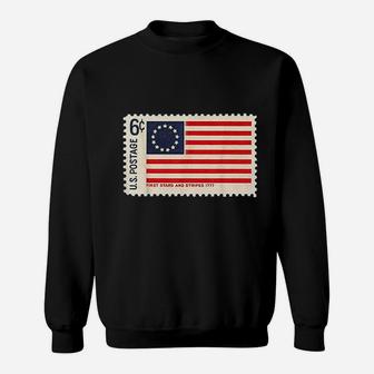 Betsy Ross American Us Flag Usa Revolutionary Slavery Stamp Sweat Shirt - Seseable