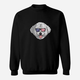 Bichon Frise Dog Sunglasses Usa 4th Of July Puppy Sweat Shirt - Seseable