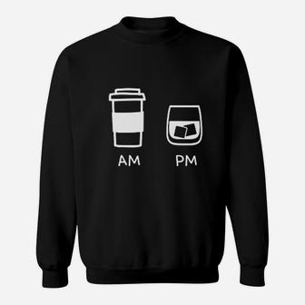 Big And Tall Am To Pm Coffee Whisky Rum Tequila Vodka Sweat Shirt - Seseable