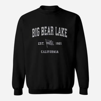 Big Bear Lake California Ca Vintage Us Flag Sweat Shirt - Seseable