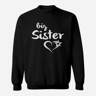 Big Sister Schwarzes Sweatshirt mit Herzstern-Motiv, Geschwister Liebe - Seseable