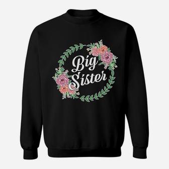 Big Sister With Flower Circle birthday Sweat Shirt - Seseable