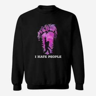 Bigfoot Middle Finger I Hate People Abduction Sasquatch Sweat Shirt - Seseable