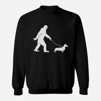 Bigfoot Sasquatch Walking Dachshund Dog Lovers Gift Sweat Shirt - Seseable