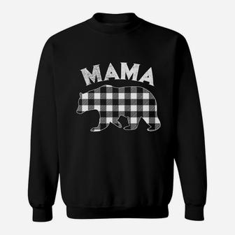 Black And White Buffalo Plaid Mama Bear Christmas Pajama Sweat Shirt - Seseable