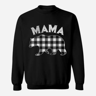 Black And White Buffalo Plaid Mama Bear Christmas Sweat Shirt - Seseable