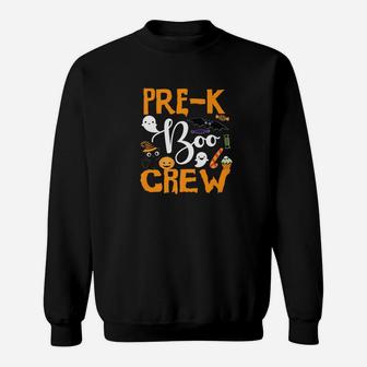Black Cat Pumpkin Candy Ghost Scary Prek Boo Crew Sweat Shirt - Seseable