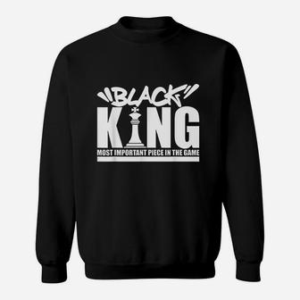 Black King Chess Piece Design Couples King Queen Proud Black Sweatshirt - Seseable