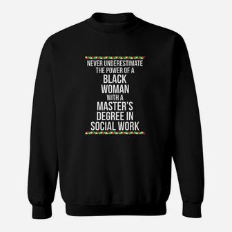 Black Queen Social Work Masters Graduation Sweat Shirt - Seseable
