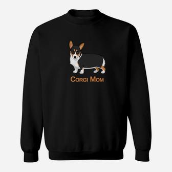 Black Tricolor Cute Pembroke Corgi Mom Dog Lover Sweat Shirt - Seseable