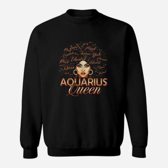Black Women Afro Hair Aquarius Queen Horoscope Birthday Proud Black Woman Gift Sweatshirt - Seseable