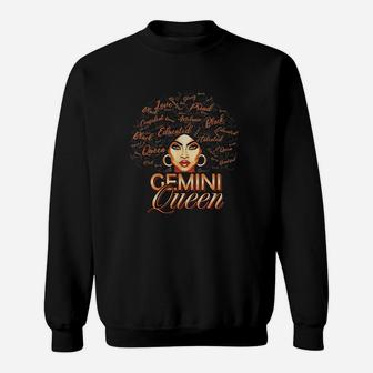 Black Women Afro Hair Gemini Queen Horoscope Birthday Proud Black Woman Gift Sweatshirt - Seseable