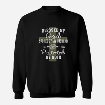 Blessed By God Spoiled By Husband Christian Wife Gift Sweat Shirt - Seseable