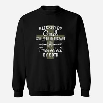 Blessed By God Spoiled By Husband Christian Wife Gift Sweat Shirt - Seseable