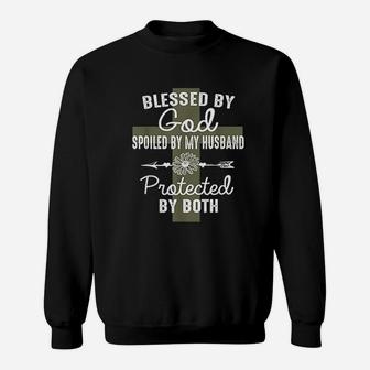 Blessed By God Spoiled By Husband Christian Wife Gift Sweatshirt - Seseable