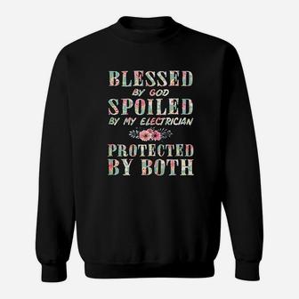 Blessed By God Spoiled By My Electrician Wife Sweat Shirt - Seseable