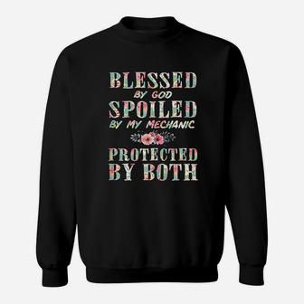 Blessed By God Spoiled By My Mechanic Wife Sweat Shirt - Seseable