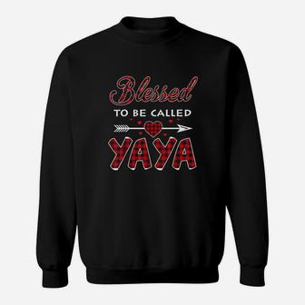 Blessed To Be Called Yaya Buffalo Plaid Grandma Christmas Sweat Shirt - Seseable