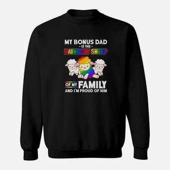 Bonus Dad Rainbow Sheep Family Proud Gay Pride Sweat Shirt - Seseable
